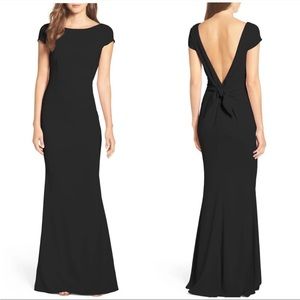 KATIE MAY Intrigue Plunge Knot Back Gown - Black